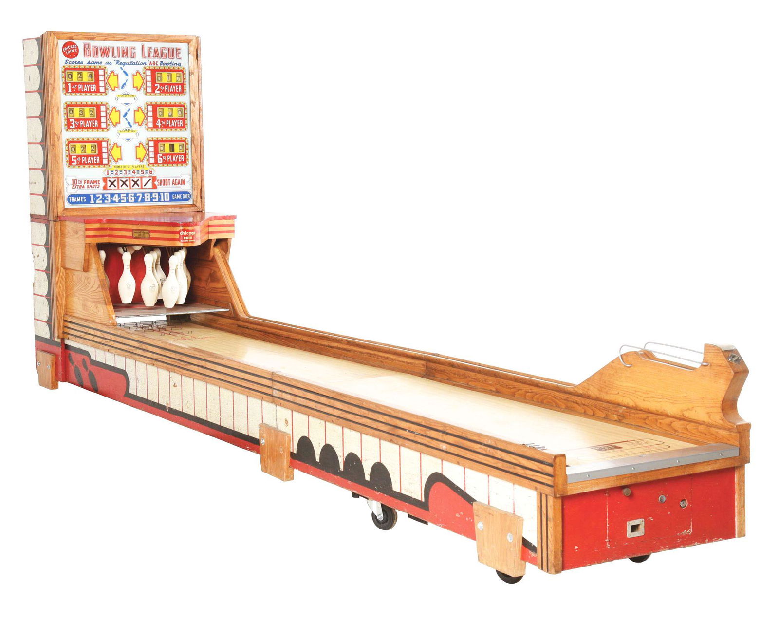 CHICAGO COIN BOWLING LEAGUE MACHINE. (1 of 6)