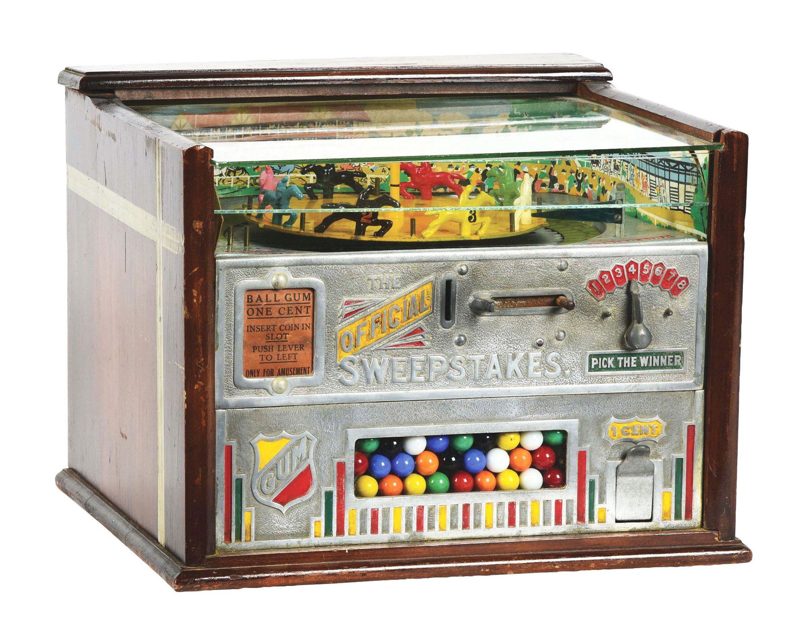 1¢ ROCK-OLA THE OFFICIAL SWEEPSTAKES HORSE RACING TRADE STIMULATOR. (1 of 5)