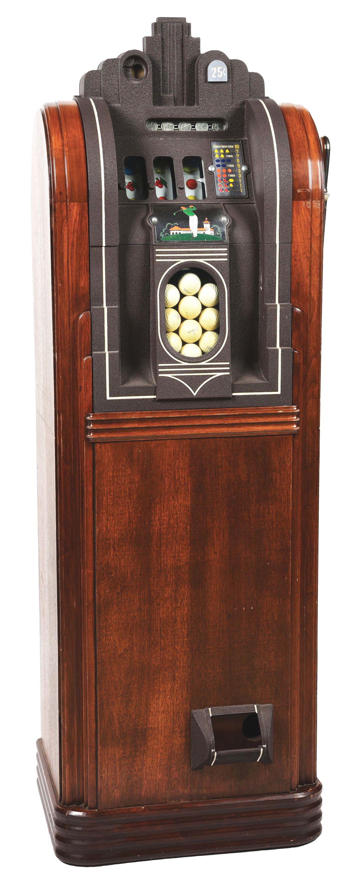 25¢ MILLS GOLF BALL CONSOLE PAYOUT SLOT MACHINE. (1 of 6)