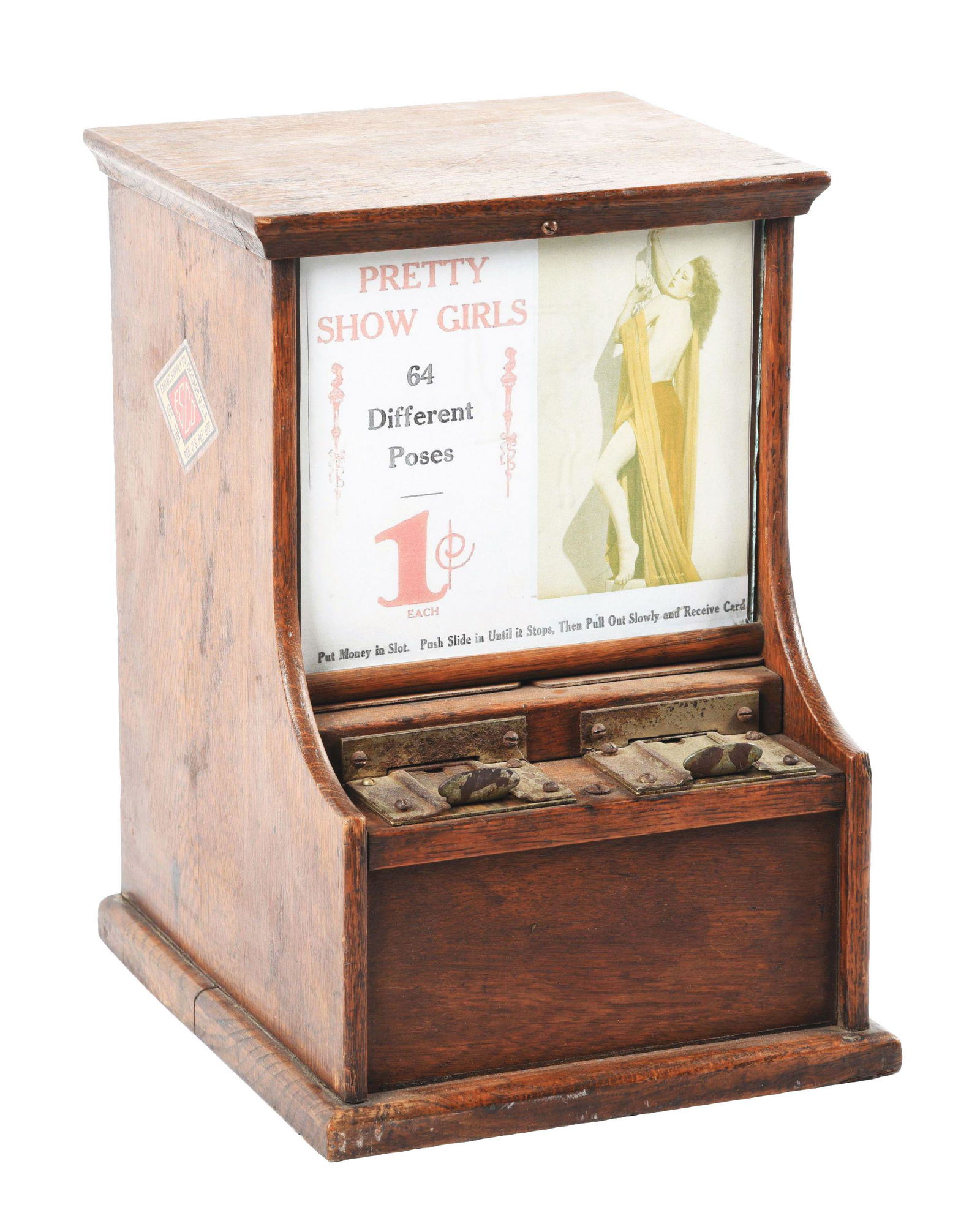 1¢ EXHIBIT SUPPLY "PRETTY SHOW GIRLS" CARD MACHINE. (1 of 5)