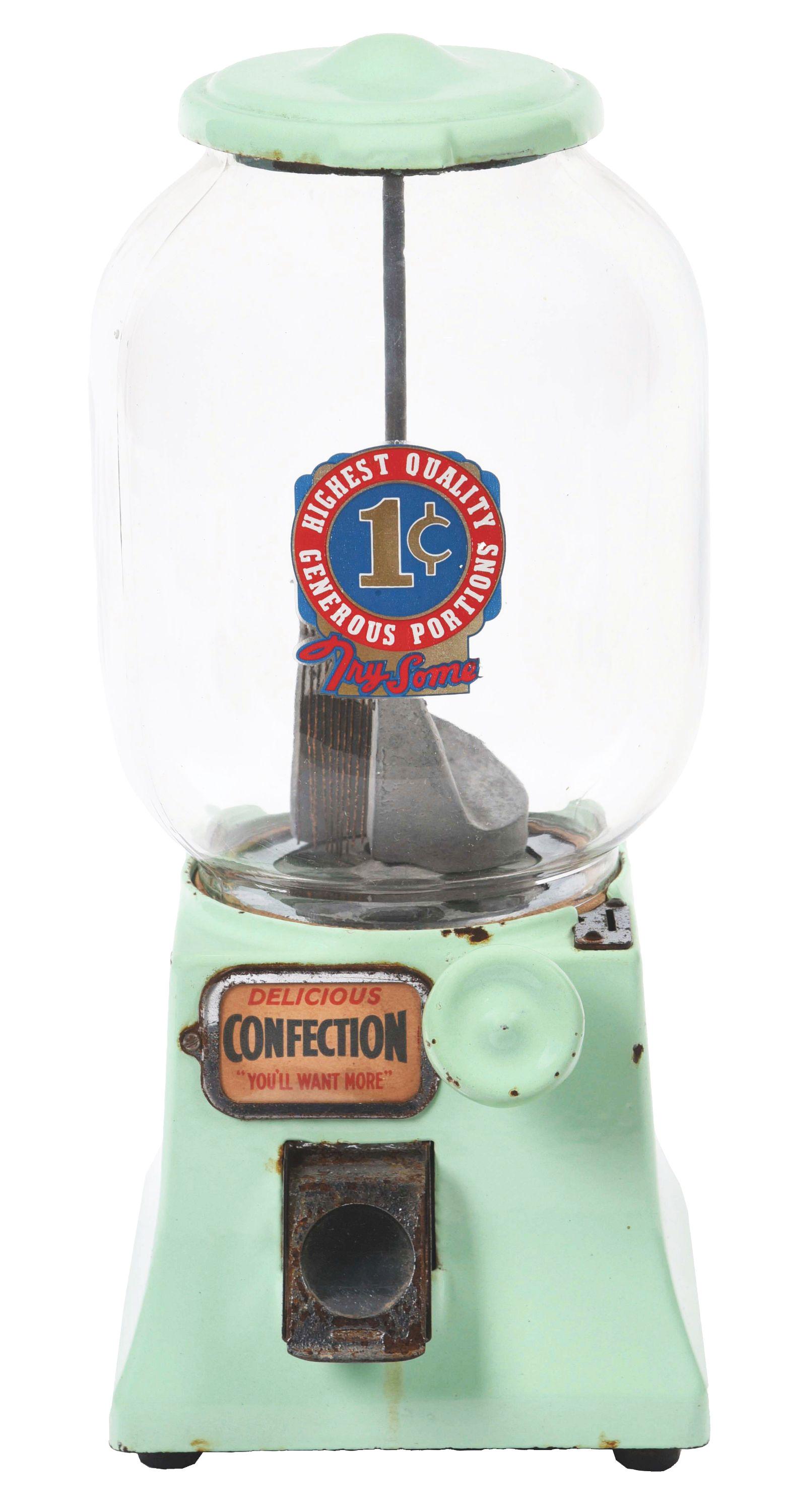 NORTHWESTERN MODEL 31 GUMBALL MACHINE IN GREEN PORCELAIN. (1 of 4)