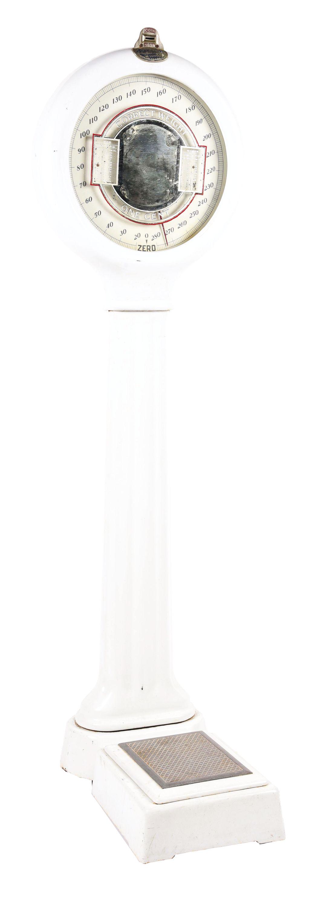 1¢ O.D. JENNINGS CORRECT WEIGHT PORCELAIN LOLLIPOP SCALE. (1 of 4)