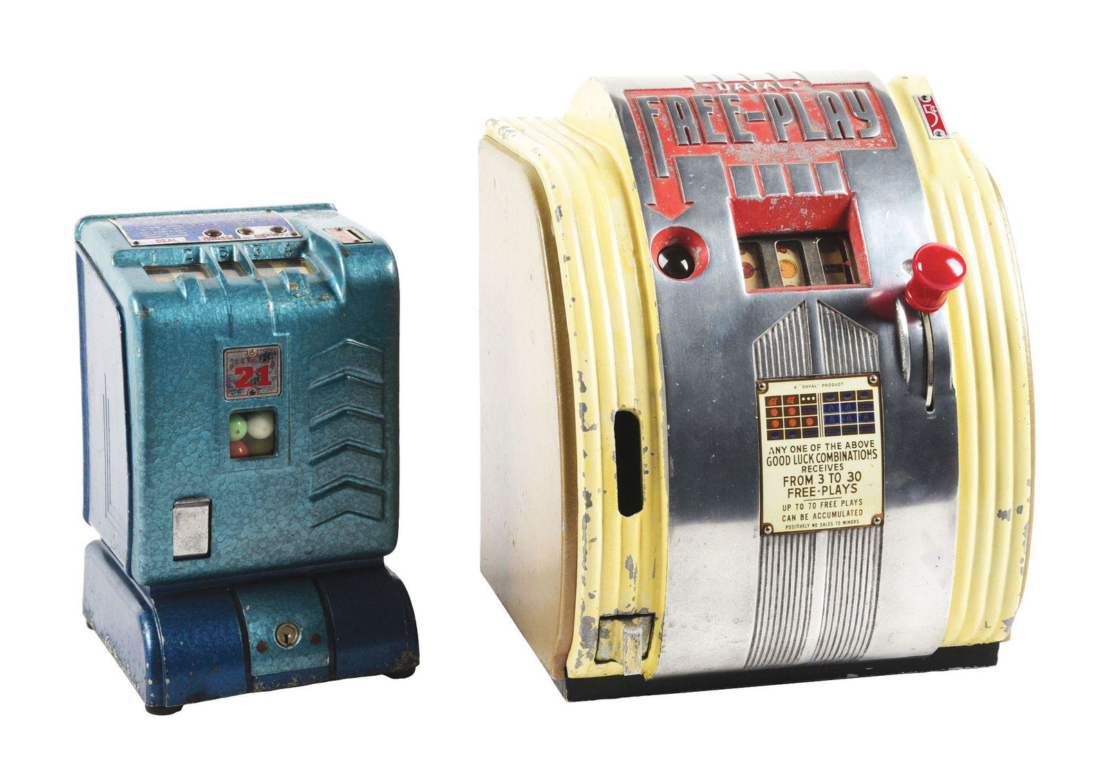 LOT OF 2: 5¢ DAVAL AND "21" TRADE STIMULATORS. (1 of 5)