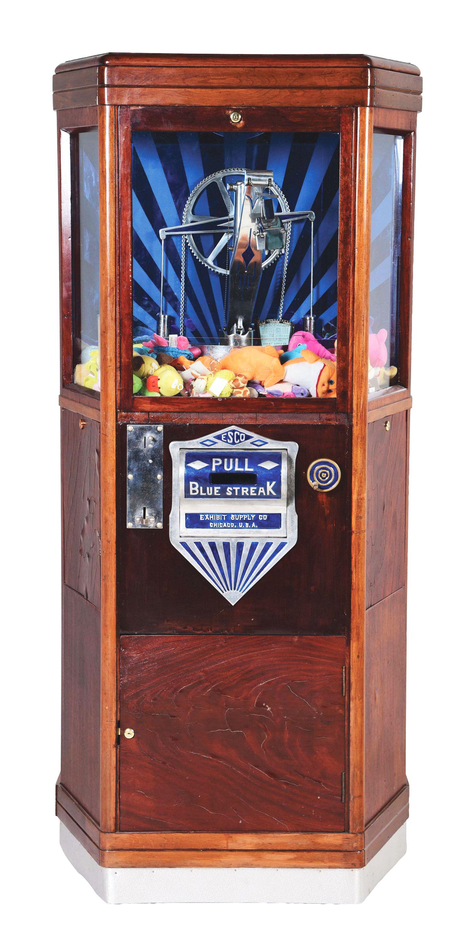 5¢ EXHIBIT SUPPLY CO. IBLUE STREAK DIGGER ARCADE MACHINE. (1 of 5)