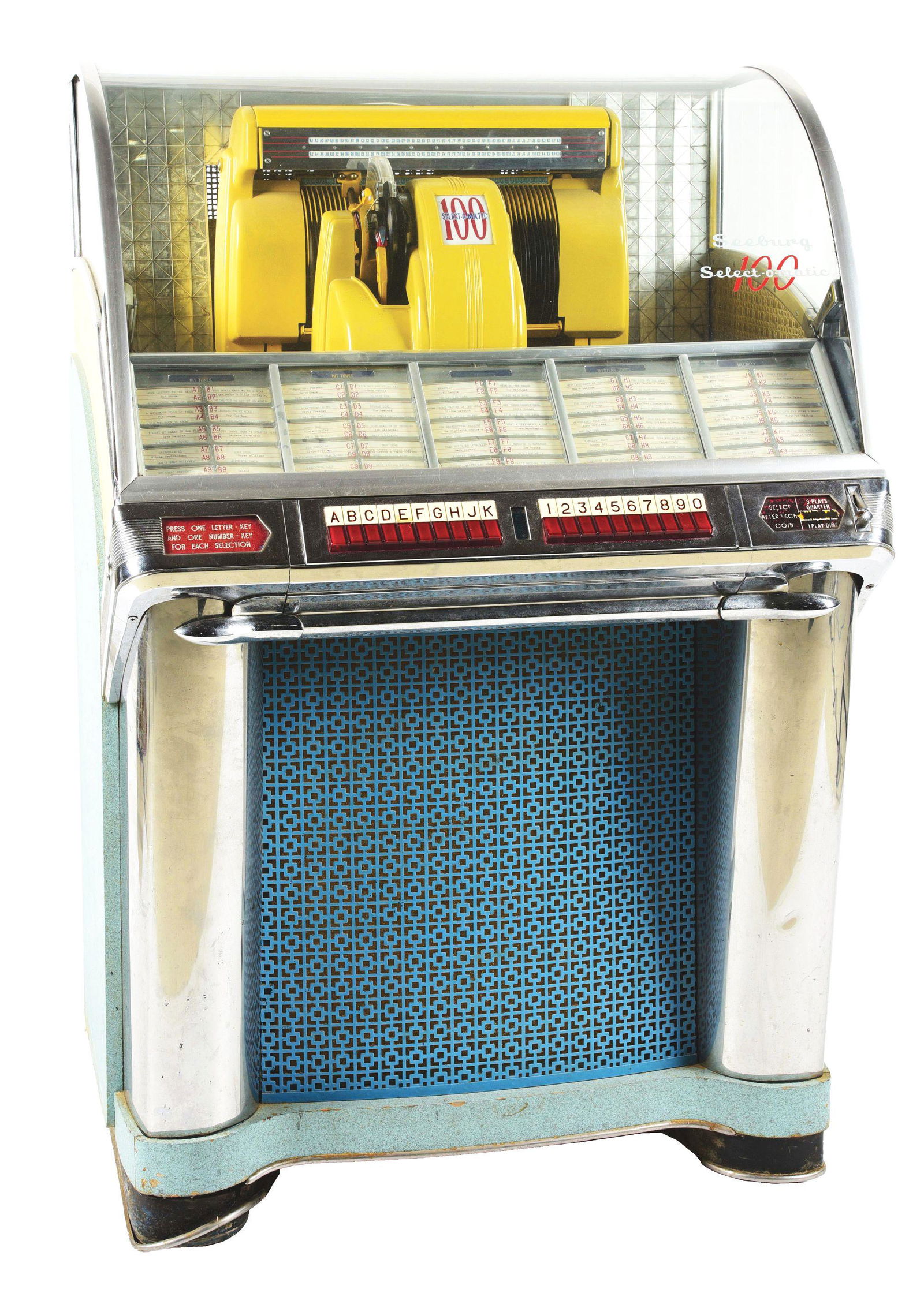 25¢ SEEBURG 100 SELECT-O-MATIC JUKEBOX. (1 of 6)