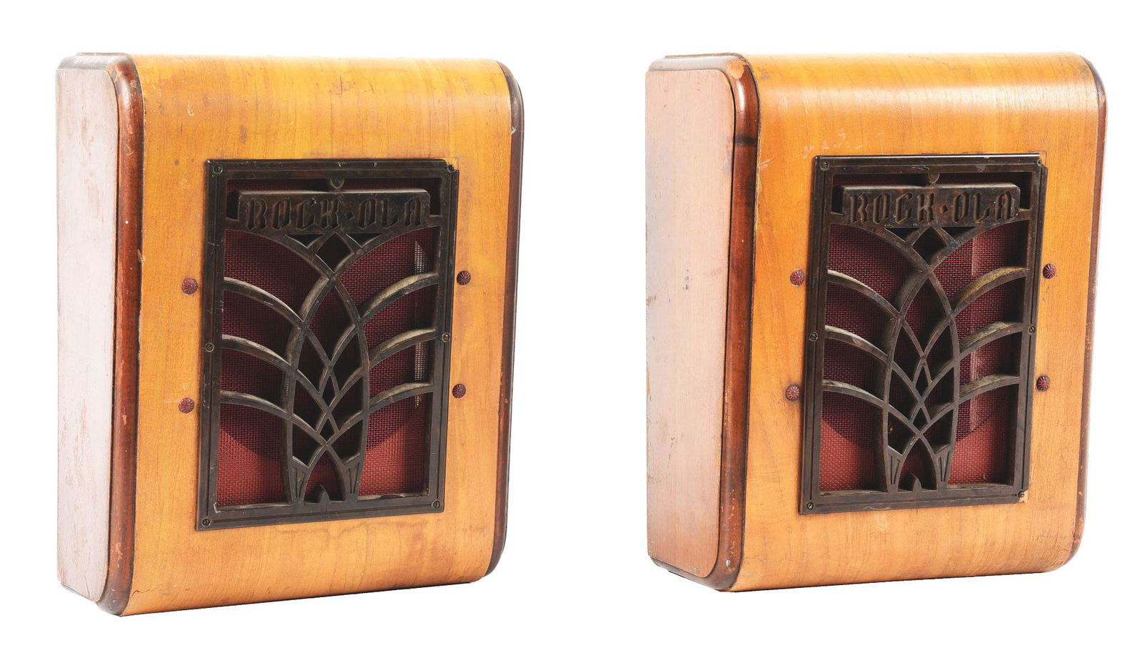 LOT OF 2: ORIGINAL ROCK-OLA WALL SPEAKER BOXES. (1 of 6)