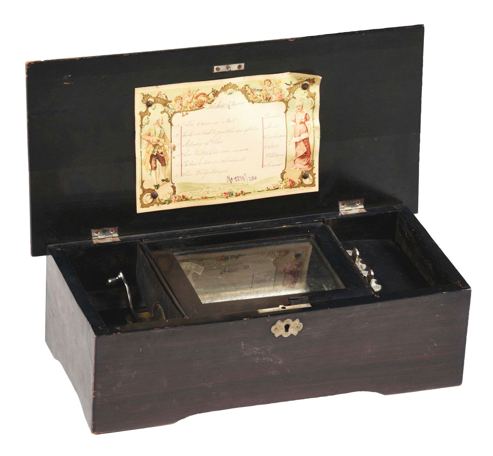 DEMURE SIZED CYLINDER MUSIC BOX WITH 4" CYLINDER. (1 of 9)