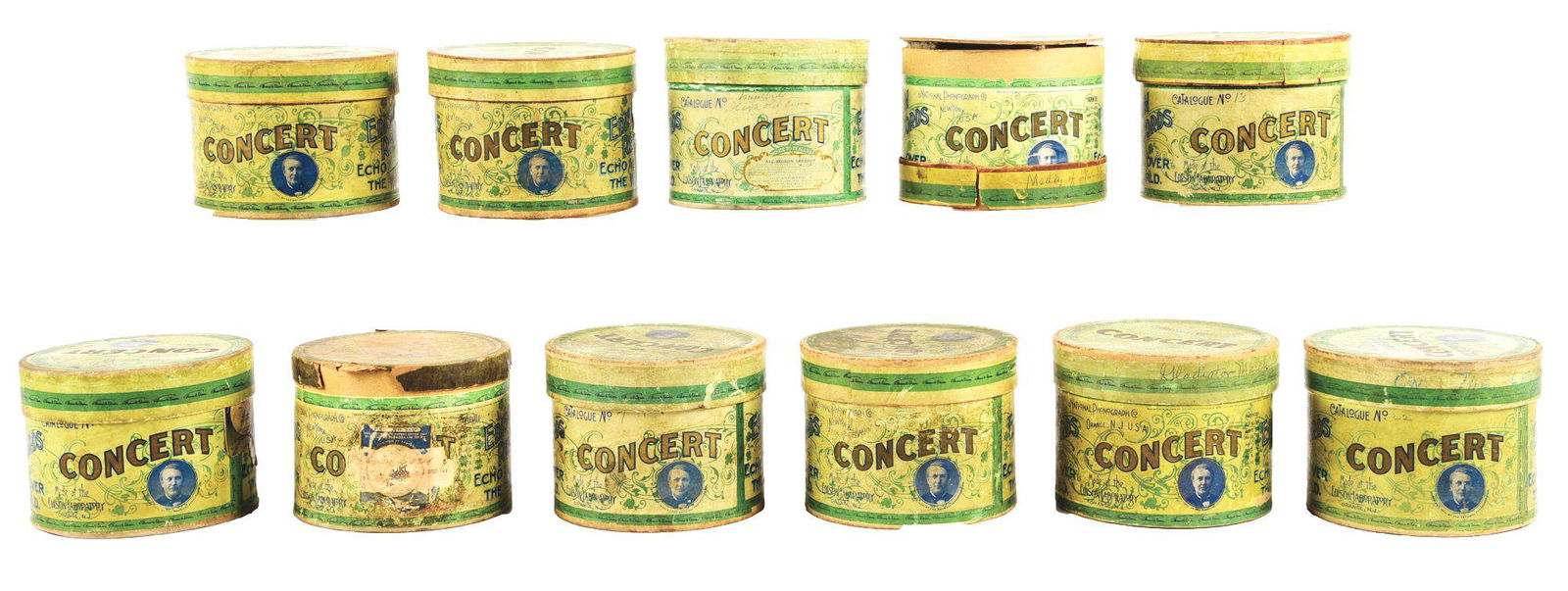LOT OF 10: EDISON CONCERT GRAND PHONOGRAPH RECORDS & A EMPTY BOX. (1 of 3)