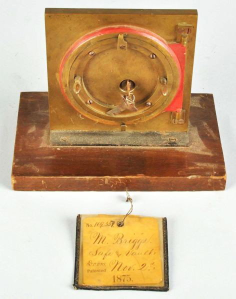 Safe & Vault Patent Model Lock.: Dated 1875. Comes with keys and appears to be complete. Condition (Excellent). Size 9" x 6" x 7 - 1/4".
