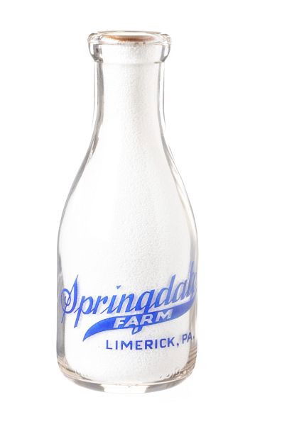 Springdale Farm-Moses Dairy Milk Bottle.: Limerick, PA. Condition (Very Good). Size 9 - 1/2" T.