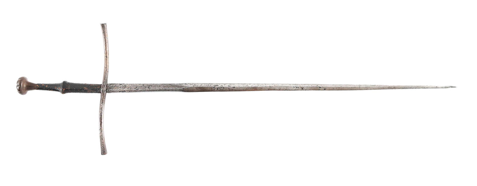 A PROCESSIONAL SWORD IN THE FORM OF A GERMAN ESTOC.: The Estoc became the preferred sword for piercing armor due to its very narrow pointed tip, which was more efficient than other swords (and that soldiers frequently broke other swords while trying to 