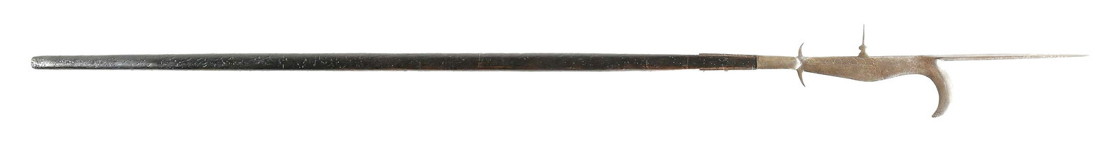 VICTORIAN BILL-GUISARME.: A fine example of a Victorian era bill. These polearms were originally designed as farm implements but were the favored polearms of the English and were utilized throughout their conflicts during the