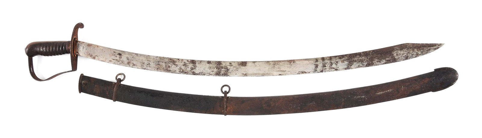 US WAR OF 1812 NATHAN STARR MODEL 1812 CAVALRY SABER.: The leading sword maker in America from 1798-1830 was Connecticut native Nathan Starr. His firm produced this hefty cavalry saber and is 1 of over 10,000 such pieces made under the Starr contract of 1