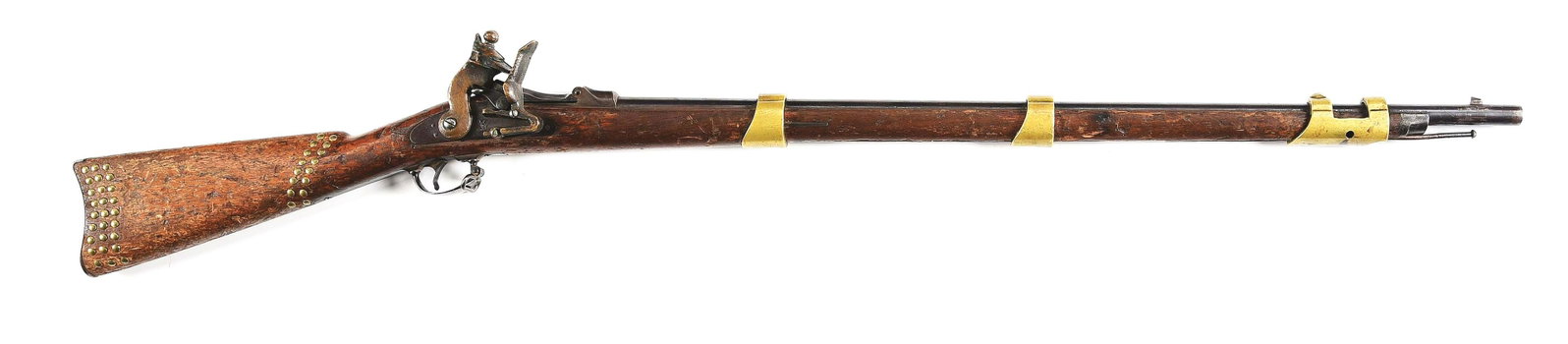 (A) MOVIE PROP "FLINTLOCK" SPRINGFIELD MODEL 1884 TRAPDOOR RIFLE.: Originally manufactured in 1888 in standard Model 1884 Rifle configuration and converted for use as a movie prop in the twentieth century. Original barrel and action with reapplied finish. Rear sight 
