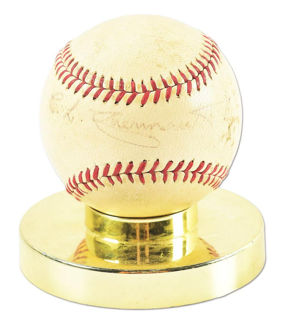 US WWII CLAIRE CHENNAULT SIGNED BASEBALL.: Circa 1944 American League Ball signed by Claire Lee Chennault, the notable American aviator, general, and military aviator best known for his leadership of the "Flying Tigers" and the Chinese Air For