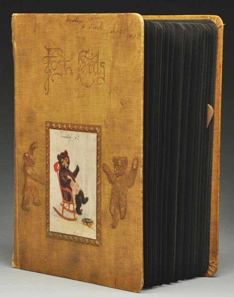 Teddy Bear Postcard Photo Album.: Description With 17 early 1900s photos and 12 early teddy bear postcards. Condition (Excellent).