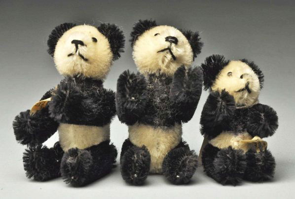 Lot of 3: Schuco Panda Bears.: Description Two bears have US Zone tags. Condition (Excellent). Size 2-1/2" T.