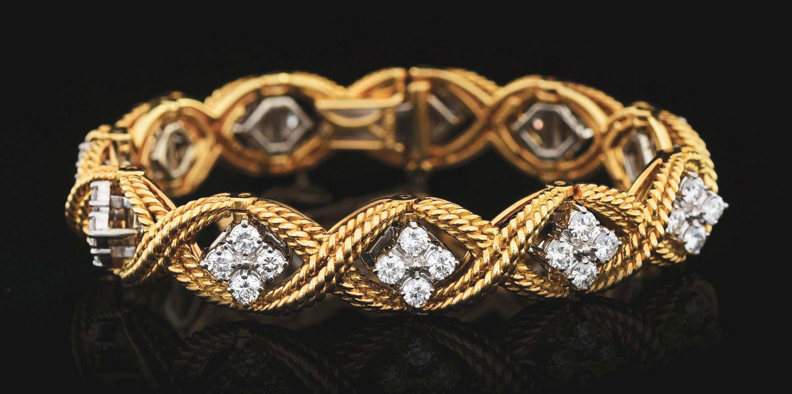 18K TWO TONE JABEL DIAMOND ADD-A-SECTION BRACELET. (1 of 9)