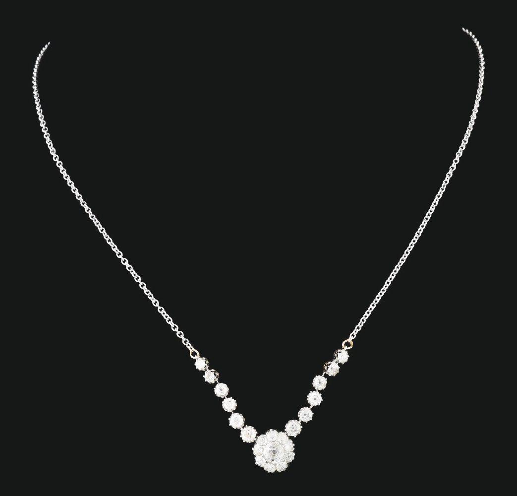LATE 19TH CENTURY VICTORIAN DIAMOND NECKLACE. (1 of 8)