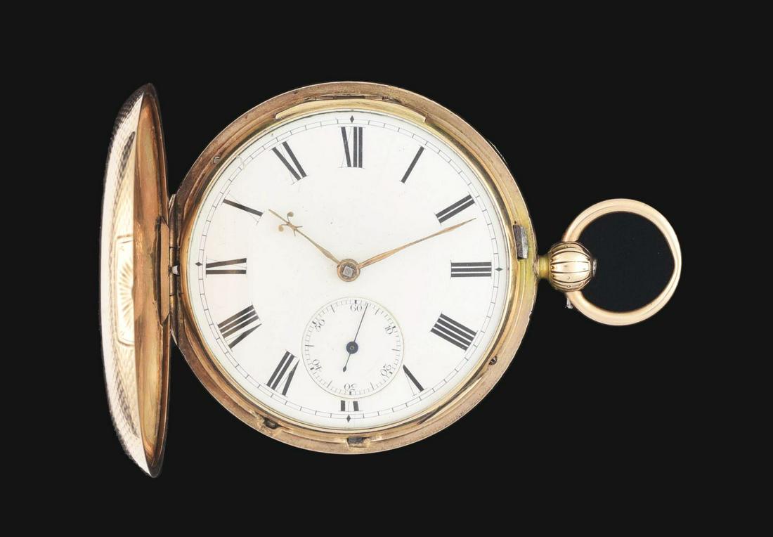 18K GOLD JOSEPH JOHNSON H/C FUSEE POCKET WATCH W/ WASHINGTON IMAGE FROM YORKTOWN. (1 of 1)
