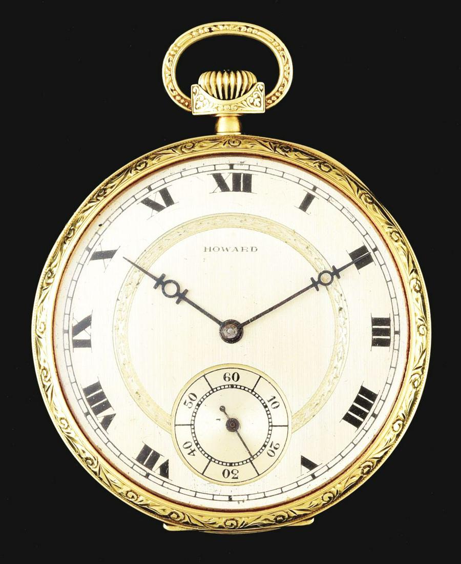 14K GOLD E. HOWARD OPEN FACE POCKET WATCH. (1 of 4)