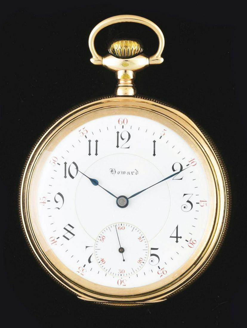 E. HOWARD GOLD FILLED RAILROAD GRADE SERIES Ø O/F POCKET WATCH. (1 of 8)