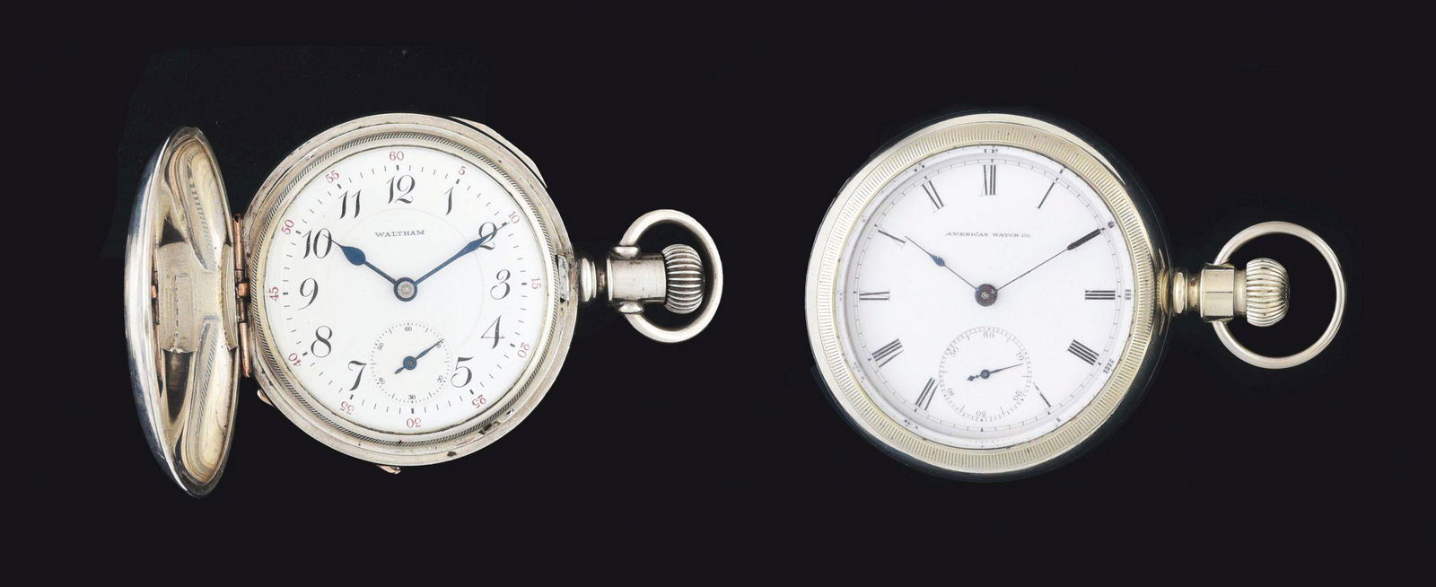 LOT OF 2: AMERICAN WALTHAM VANGUARD & P.S. BARTLETT POCKET WATCHES. (1 of 3)