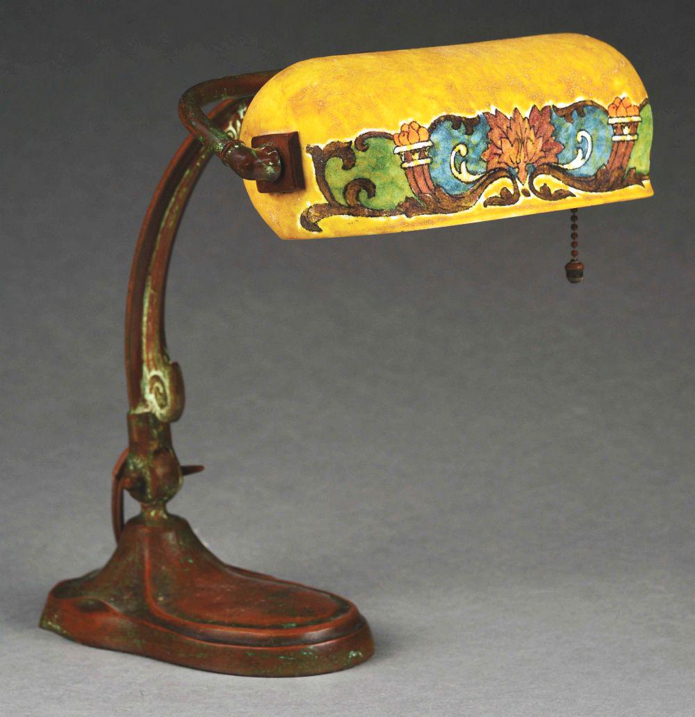 HANDEL OBVERSE PAINTED DESK LAMP. (1 of 10)