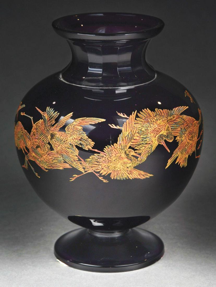 MOSER CAMEO STORK VASE. (1 of 7)