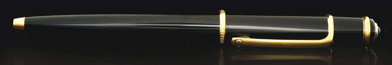 CARTIER BLACK ROLLERBALL PEN W/ ORIGINAL BOX. (1 of 7)