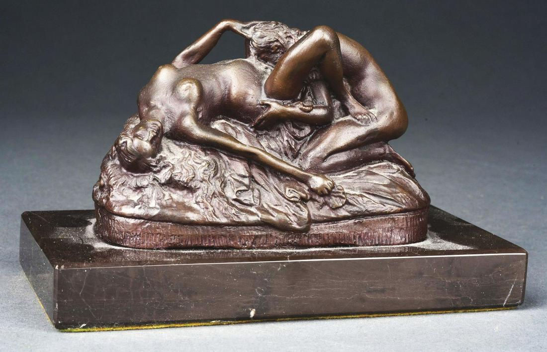 EROTICA BRONZE PAIR MAKING LOVE ON MARBLE BASE. (1 of 5)