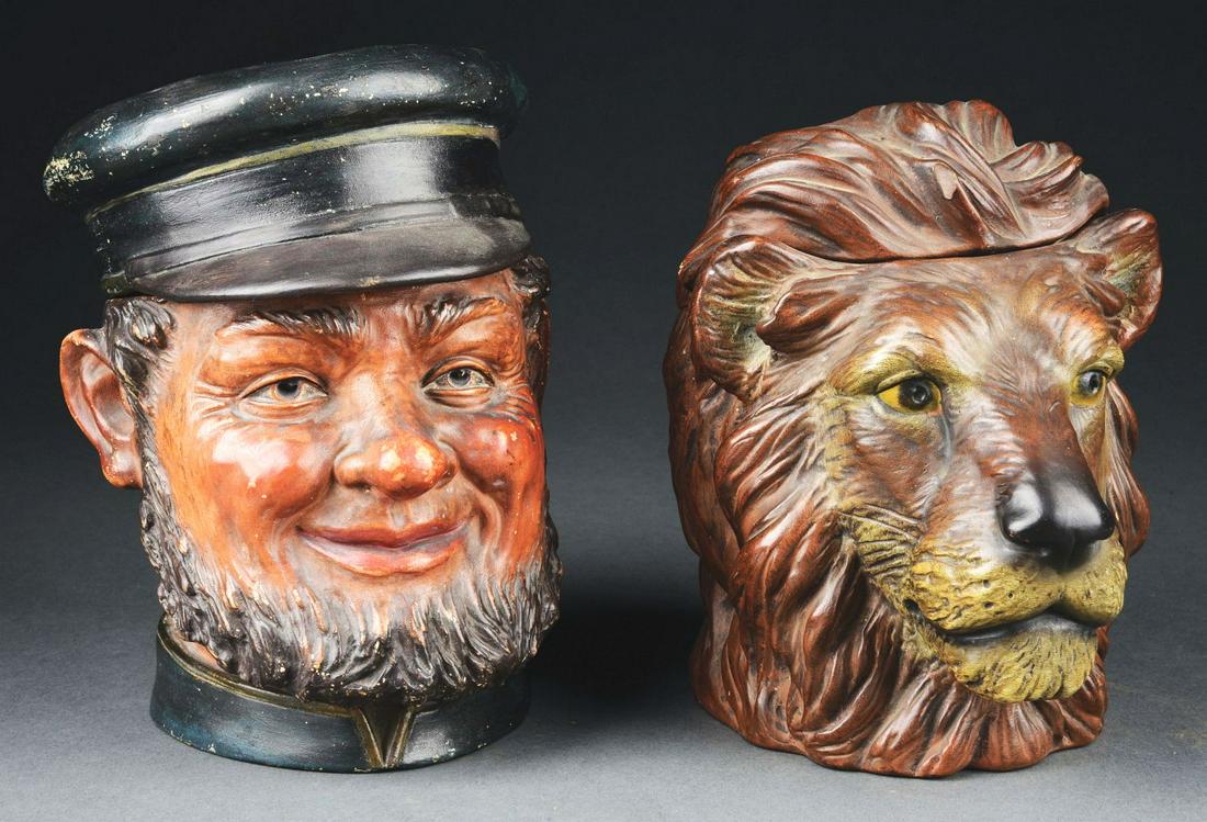 LOT OF 2: FIGURAL CERAMIC TOBACCO HUMIDORS. (1 of 7)