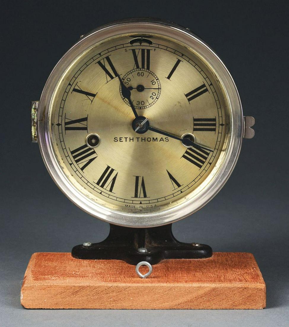W. & L. CURLY CO. MARINE CLOCK WITH SETH THOMAS MOVEMENT. (1 of 5)