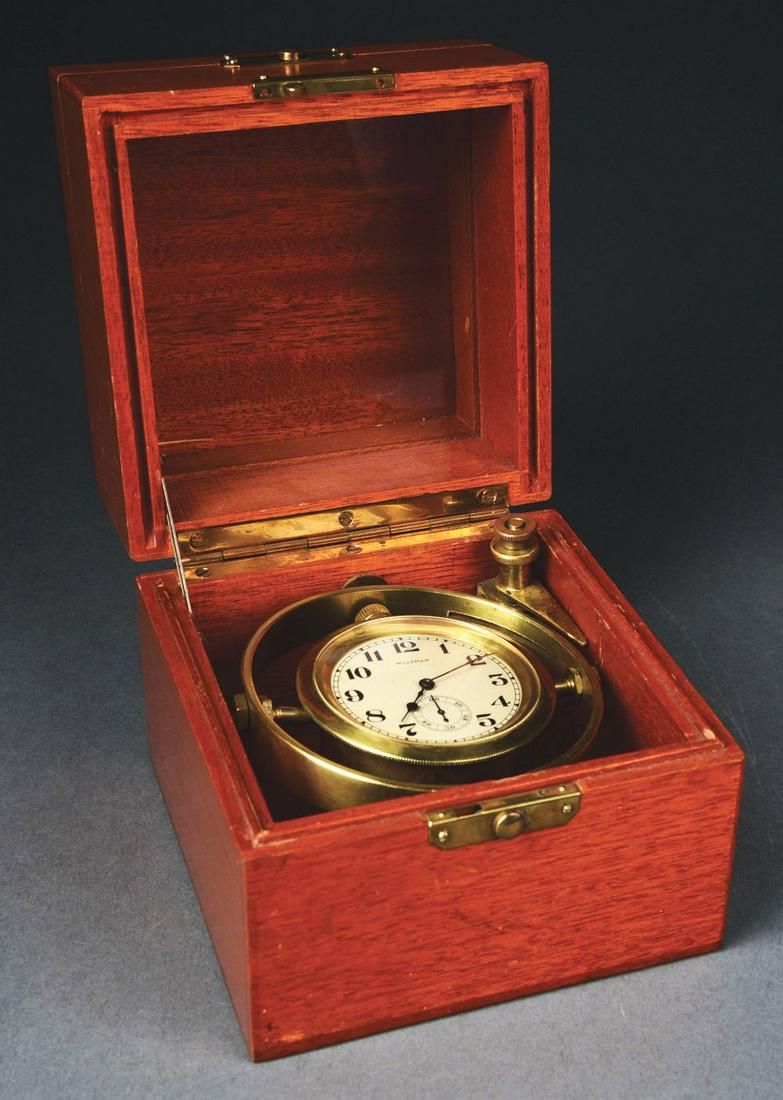 WALTHAM GIMBAL CASED 17J DECK WATCH. (1 of 8)