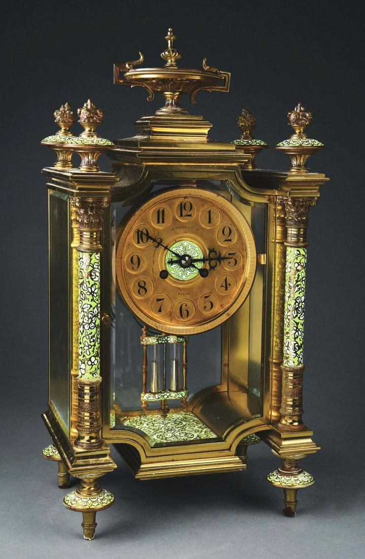 FRENCH CRYSTAL CHAMPLEVE REGULATOR, A. STOWELL & CO., BOSTON. (1 of 8)