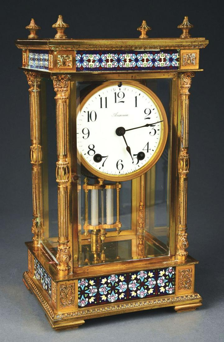 ANSONIA CLOCK CO., NEW YORK, RARE "EMPEROR" MODEL CRYSTAL REGULATOR SHELF CLOCK. (1 of 7)