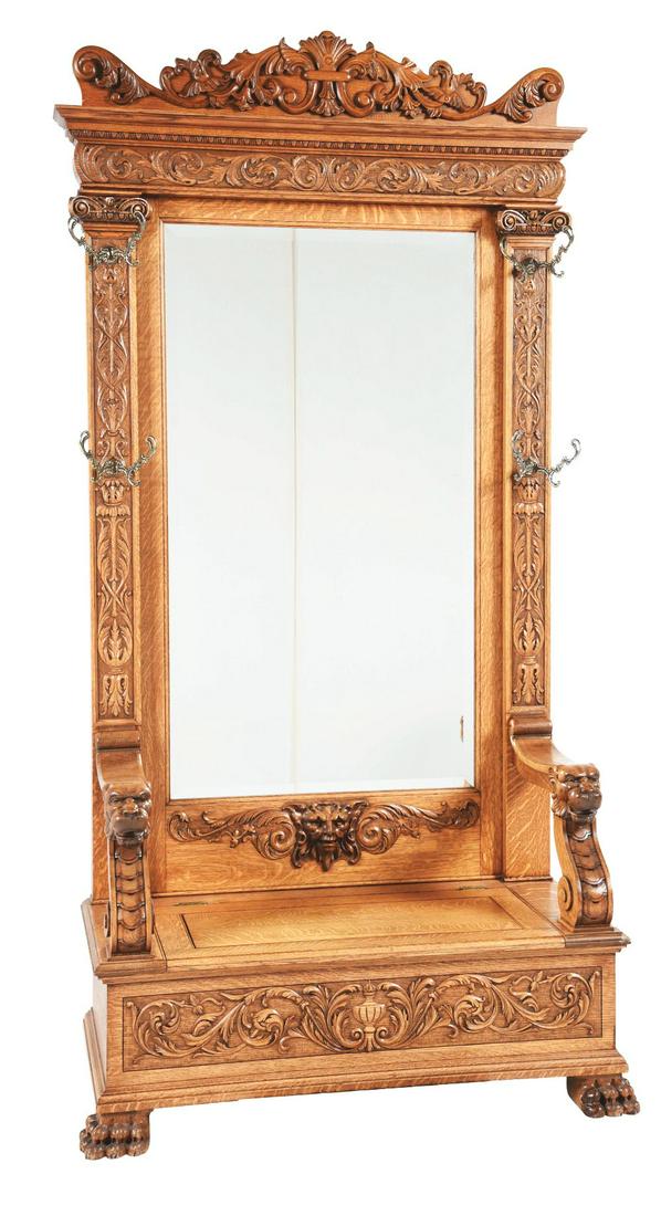 R.J. HORNER QUARTER SAWN OAK HALL TREE. (1 of 1)