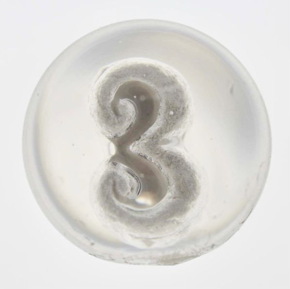 Number 3 Sulphide Marble.: Description Well-centered with nice detail. One bubble on back of figure. Minor chips are still showing. Condition (Polished). Size 1 - 3/8"" Dia."