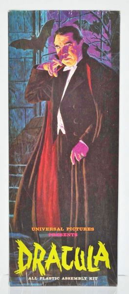 Aurora Dracula Model Kit.: Description American. Circa 1960s. Sealed in original box marked "Universal Pictures". Unused old store stock.Condition (Near Mint). Size Box: 13 - 1/4" x 5 - 1/4".