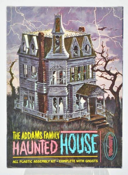 Aurora Addam's Family Haunted House Model Kit.: Description American. Circa 1960s. Sealed in original box marked "Filmways TV Prod. Inc.". Unused old store stock.Condition (Near Mint). Size Box: 12 - 1/2" x 9".