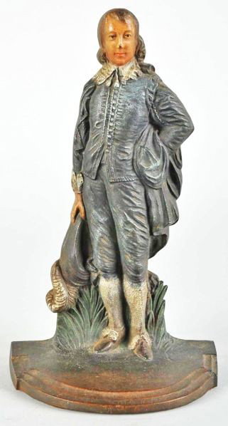 Cast Iron Blue Boy Doorstop.: Description Marked "B&H" (Bradley and Hubbard). Rare.Condition (Excellent Plus). Size 8 - 1/2" T.