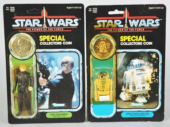 Lot of 2: Star Wars POF Carded Figures.: Description Includes Luke Skywalker Jedi Knight and R2-D2 (punched) with price sticker on bubble. Both with minor edge wear.Condition (C7, Very Good).