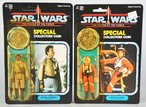 Lot of 2: Star Wars POF Carded Figures.: Description Includes Luke Skywalker X-Wing (punched) with price sticker and Lando Calrissian.Condition (C7, Very Good).