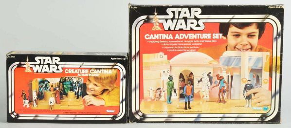 Lot of 2: Star Wars Cantina Sets.: Description Includes one Creature Cantina and one Cantina Adventure, both with original boxes.Condition (Very Good). Size Largest, box: 14" x 18" x 1 - 1/2".