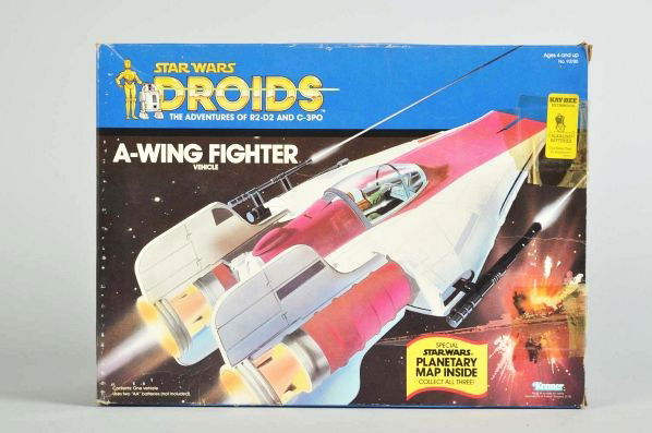 Star Wars Droids A-Wing Fighter in Original Box.: Description Unopened box with some creasing and edge wear.Condition (Very Good). Size Box: 11" x 15" x 5".