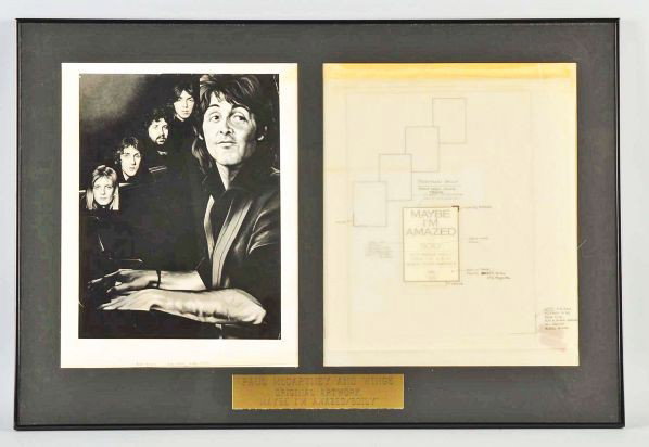 1977 Paul McCartney "Maybe I'm Amazed" Artwork.: Description Original Capitol artwork and overlays with gold inscribed plate. Framed/matted and ready for display.Condition (Excellent). Size Framed: 24" x 35 - 1/2".