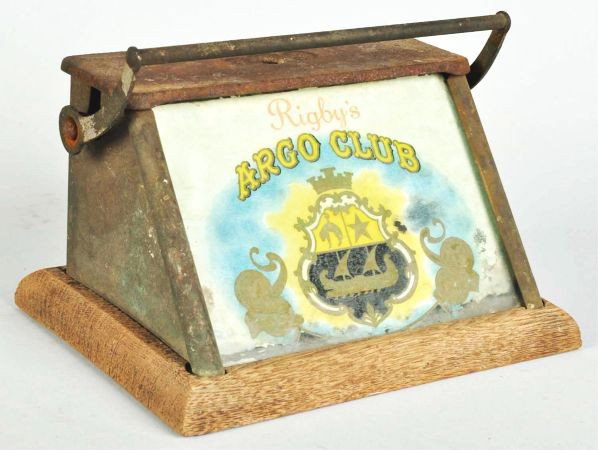Argo Club Cigar Cutter.: Description Shows significant rusting and discoloration.Condition (Fair). Size 4 - 1/2" x 7 - 3/4" x 6".
