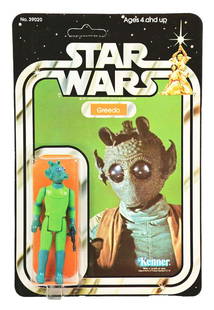 STAR WARS 21B BACK GREEDO.: Star Wars 21B back Greedo in uncirculated condition. It is our understanding that this specific example never saw a retail store. It was purchased and kept in the shipping box. The bubble is crystal