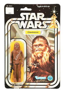 STAR WARS 12C CHEWBACCA.: Star Wars 12C back Chewbacca in excellent condition. The punched card is in great condition. There is a small litho tear on the back side of the card. The bubble is crystal clear and doesn't have any