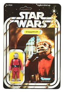 STAR WARS 21B SNAGGLETOOTH.: Star Wars 21B Snaggletooth in excellent condition. This is an unpunched card, with very slight surface wear on the back-top of the card. The bubble is crystal clear with no visible damage. This lot